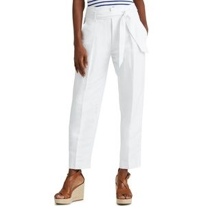 Ralph Lauren Linen Twill Cropped Pant with Belt